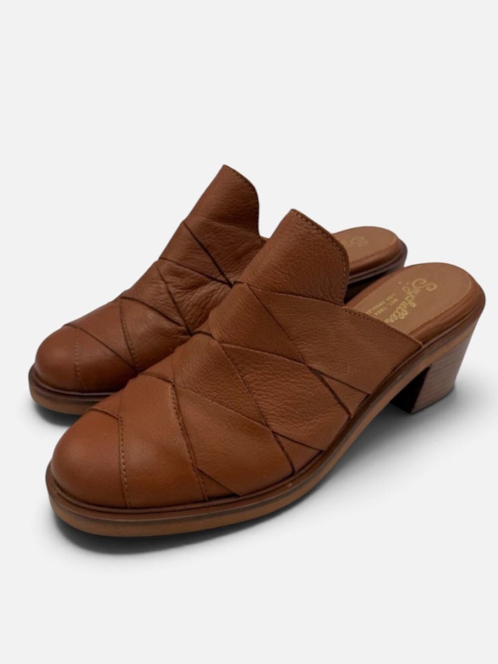 Seychelles Masterpiece Brown Leather Woven Mules Clogs 7.5